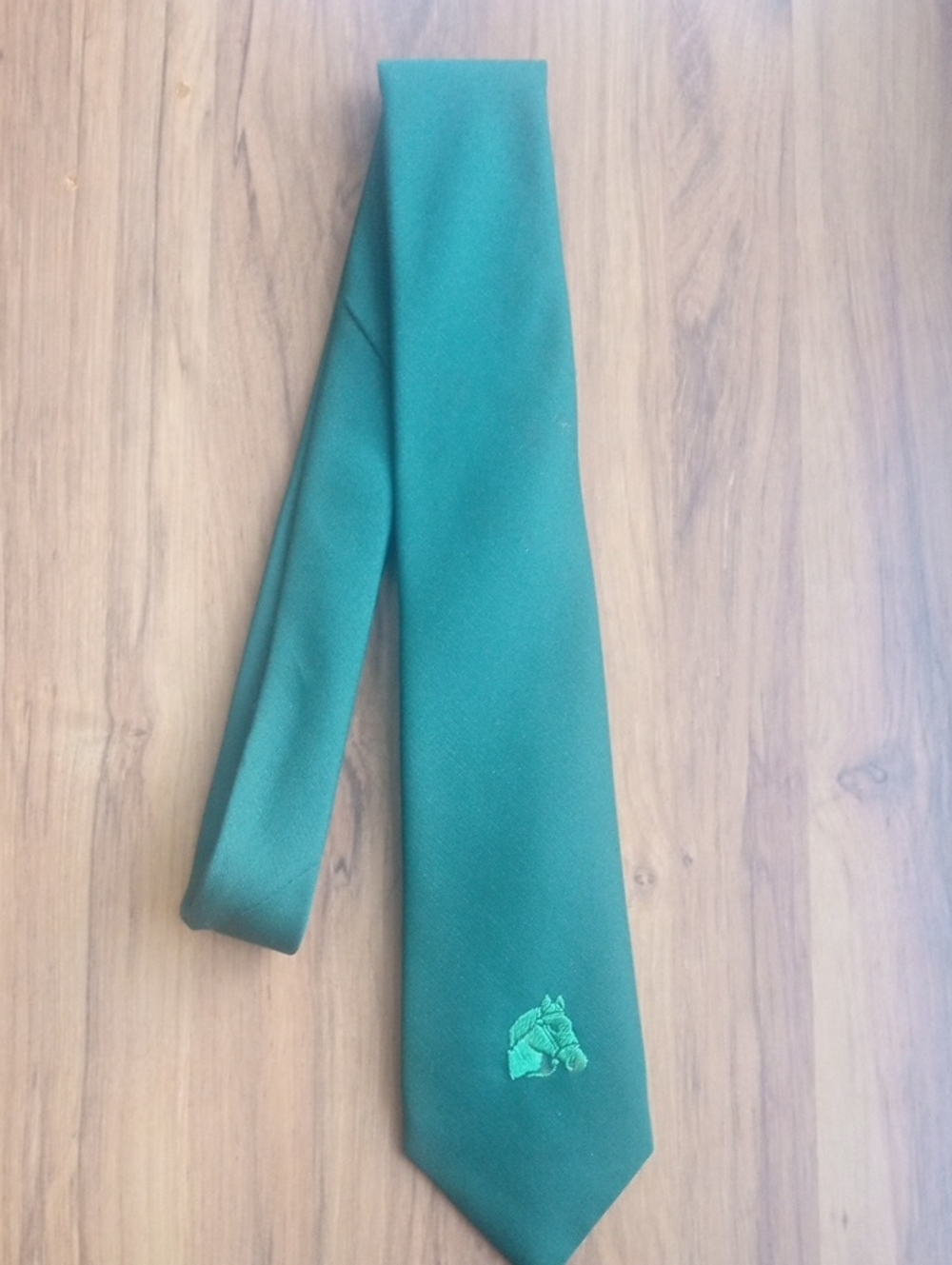 Classic Solid Green Men’s Tie with Embroidered Detail